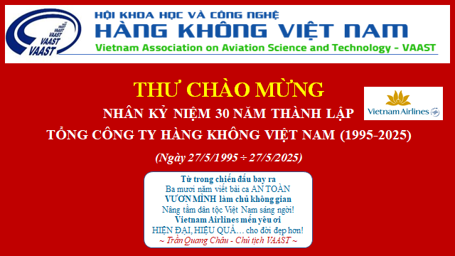 Thư chào mừng nhân ngày kỷ niệm 30 năm thành lập tổng công ty hàng không Việt Nam (1995-2025)